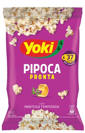 Yoki Pipoca Pronta purple packaging